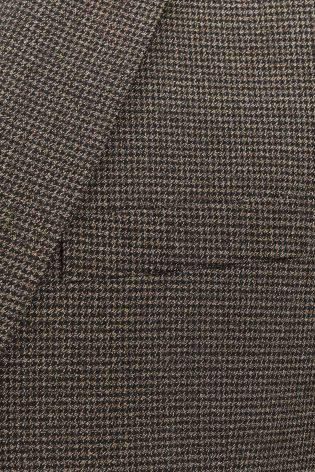 Taupe Puppytooth Slim Fit Suit: Jacket